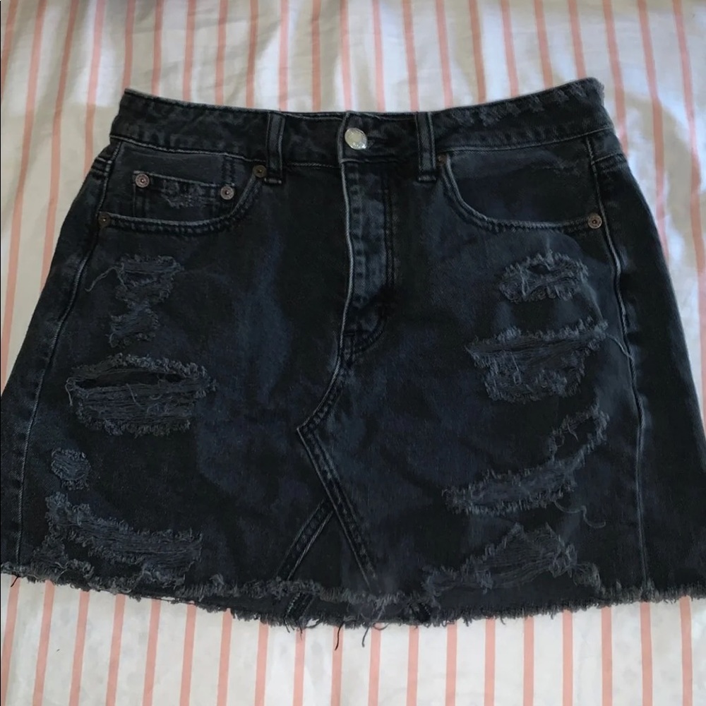 American Eagle Outfitters Black Distressed Mini Skirt
